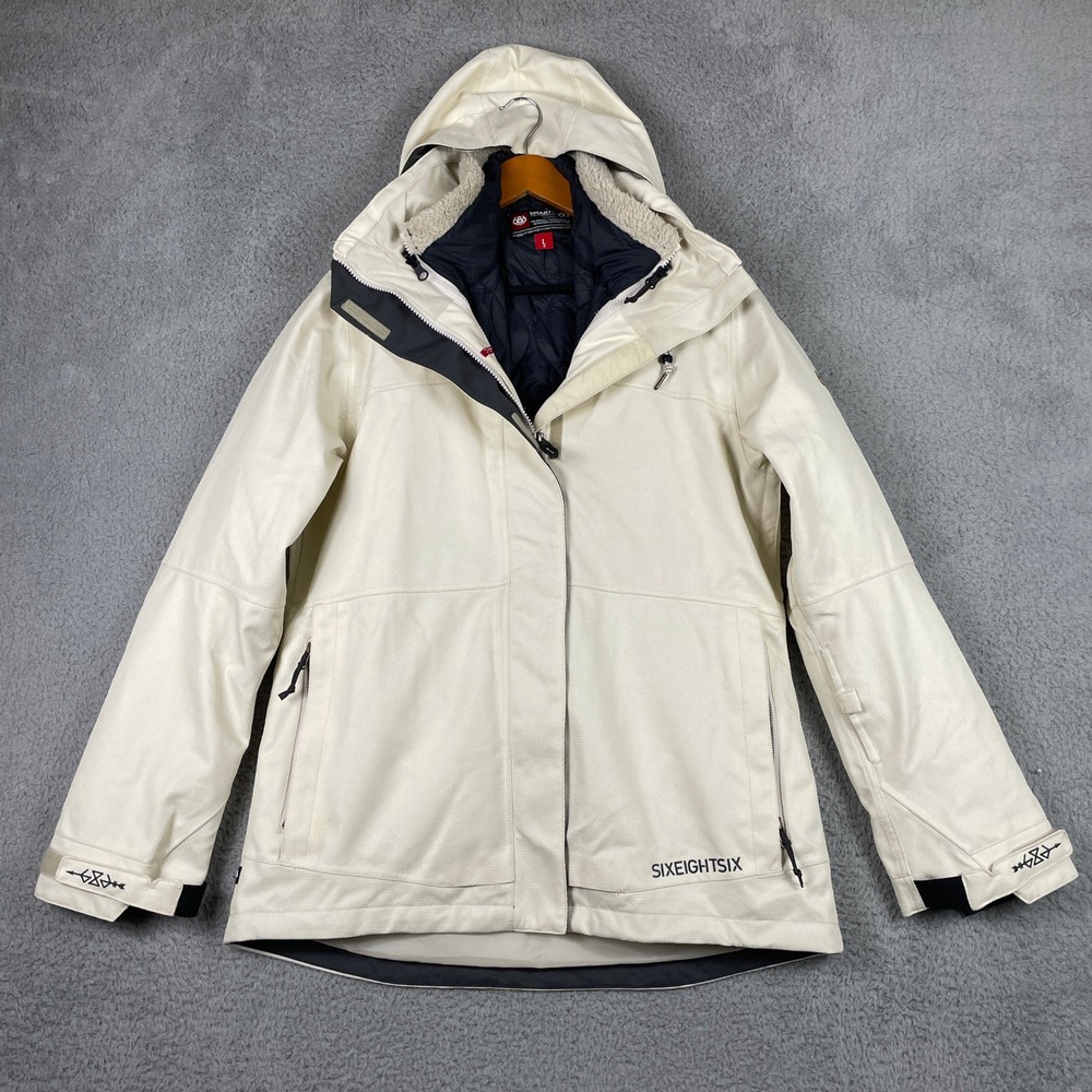 686 Smarty 3-in-1 Spellbound Jacket‎ Womens Large Cream Winter Ski Snowboard